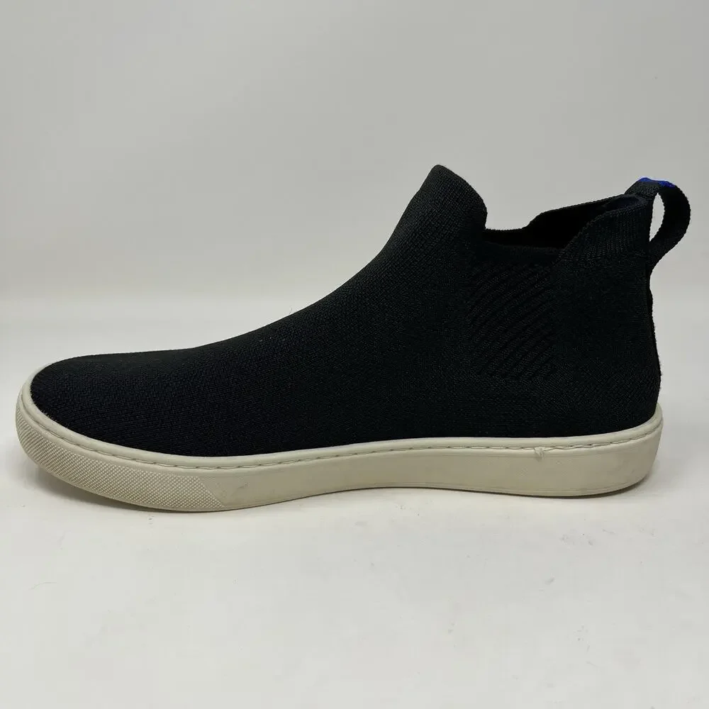 Rothy's Chelsea Sneakers Womens Size 10.5 Black Knit Pull On Shoes Boots Booties